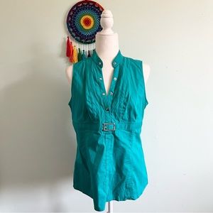 NEW! Express Teal Sleeveless Belted Top Size Large